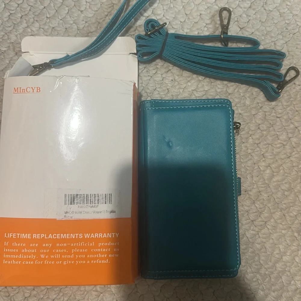 Teal Wallet Phone Case with Wrist Strap - Compatible Cell Phone Case